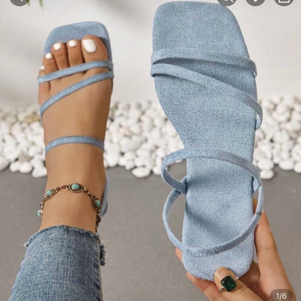 Fashion Forms Light Blue Strappy Sandals